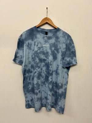 SALE Adult Hood Sweat Tee Baby Blue/ Navy Tie Dye SML MED LARGE XL