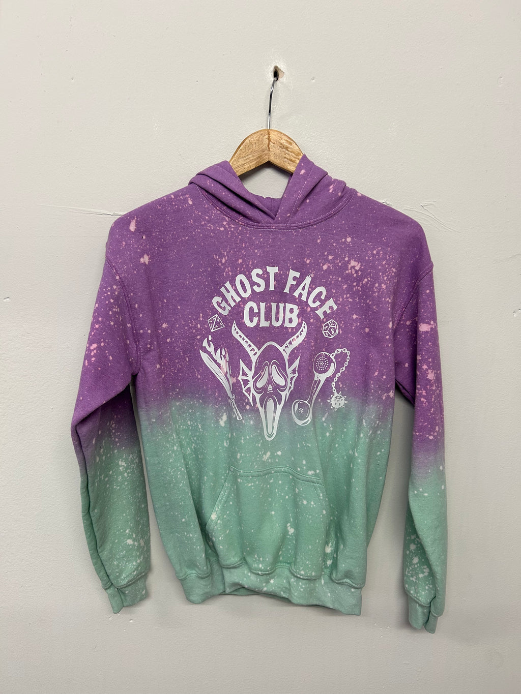 SALE KIDS  HOOD DIP DYE PURPLE GREEN GHOST FACE  XL
