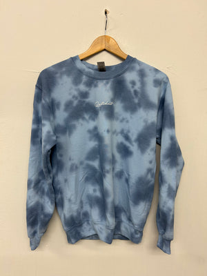 SALE Adult Hood Sweat Tee Baby Blue/ Navy Tie Dye SML MED LARGE XL