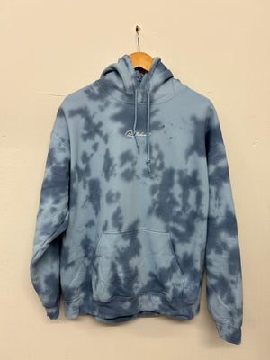 SALE Adult Hood Sweat Tee Baby Blue/ Navy Tie Dye SML MED LARGE XL